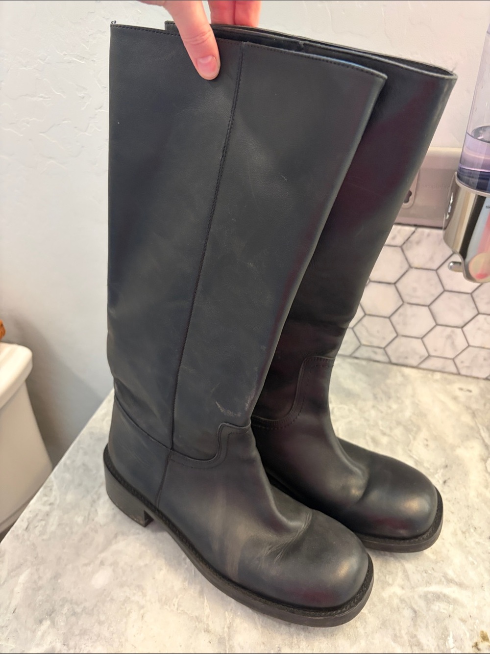 Steve Madden Riggs campus Knee-High Black Leather Boots